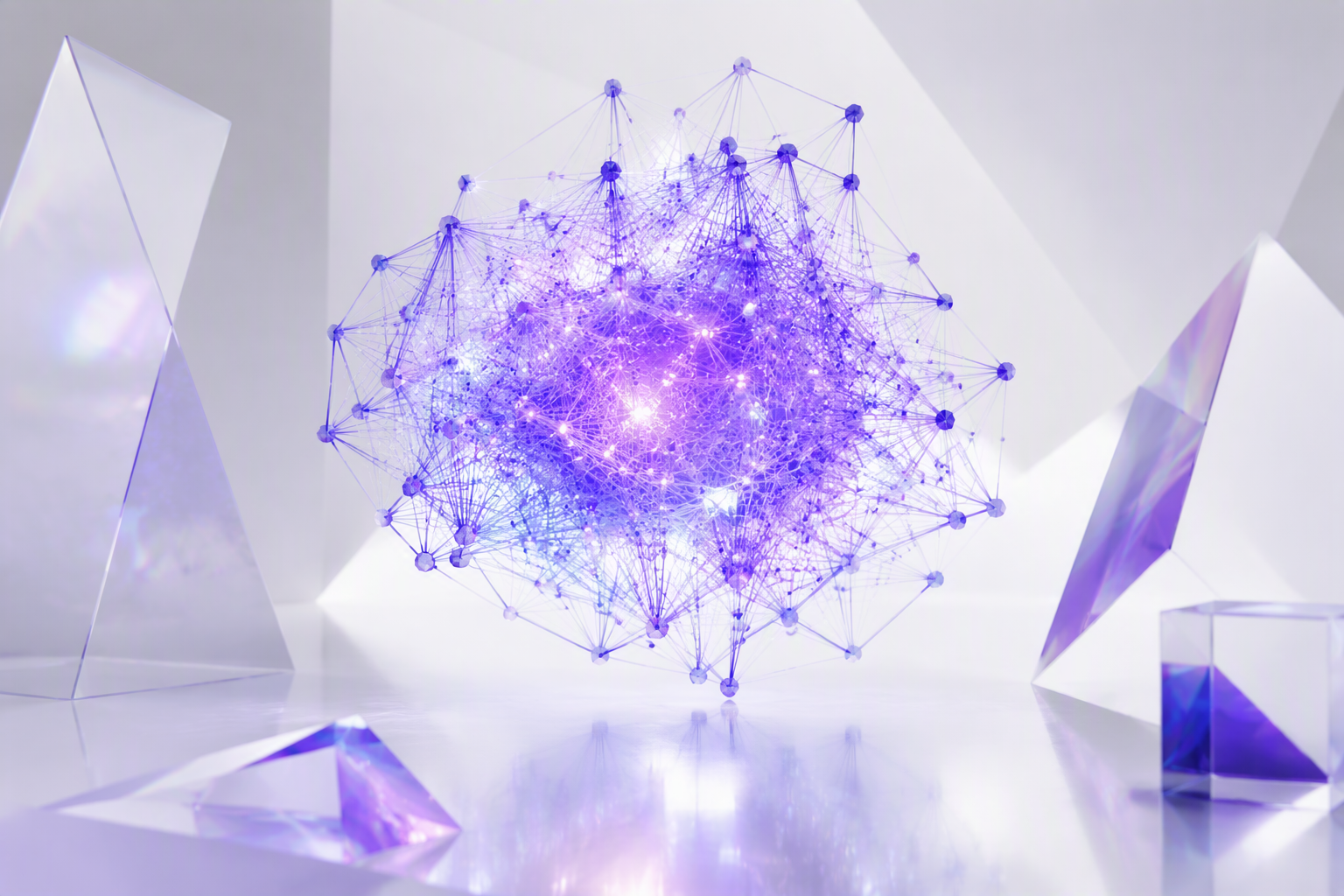 Abstract luminous neural lattice representing Nexith Core